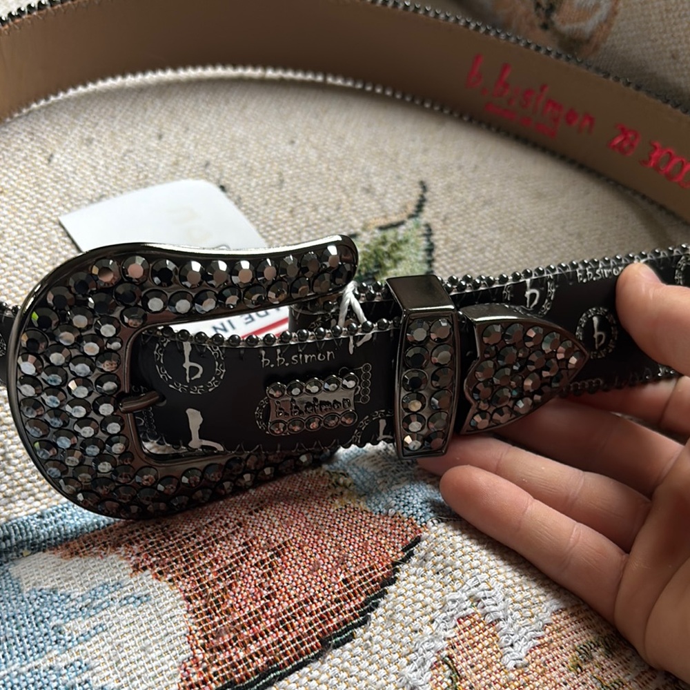 B.B. Simon Silver and Black Accent Belt